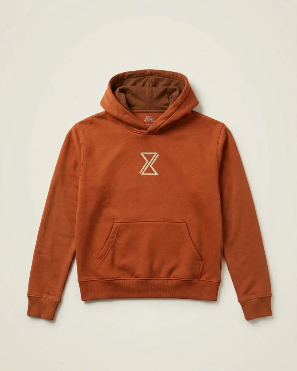 The Loop Hoodie in Rust, laid flat