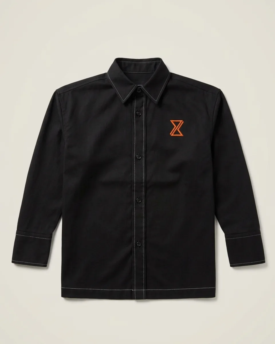The Overshirt in Black, laid flat